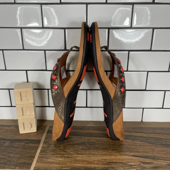 Vionic Floriana Women's Size 9 Shoes Bronze Croc Print Orthaheel Thong Sandals - Picture 5 of 10